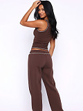 Solid Color Fashion Sports Vest High Waist Drawstring Straight Leg Pants Set RS-L341