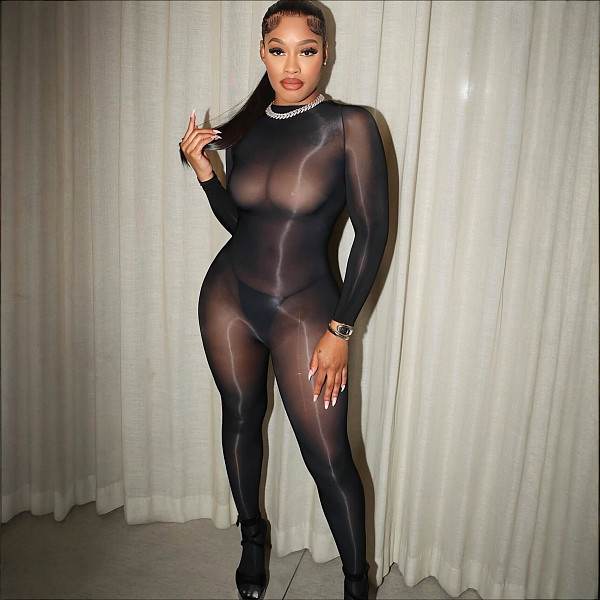 Sexy Glossy See-Through Tight Silky Seamless Bodysuit RS-26006