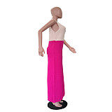Casual Color-Blocked Sleeveless Knitted Long Dress TR-1357