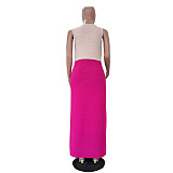 Casual Color-Blocked Sleeveless Knitted Long Dress TR-1357