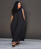 Fashionable Cape-Style Sleeveless Pocket Loose Dress HANI-61008