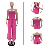 2026 New Women's Casual Washed Strapless Wide-Leg Jumpsuit TR-1360