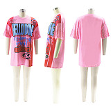 Round Neck Loose Multi Letter Street Fashion Punk Short Sleeved T-shirt PMR-462