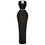 Fashionable Solid Color Sexy Backless Slit Strapless Dress YF-994