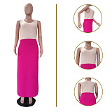 Casual Color-Blocked Sleeveless Knitted Long Dress TR-1357
