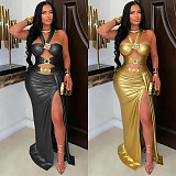 2026 Sexy Solid Color Lace-up Backpack Dress BY-C7666