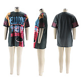 Round Neck Loose Multi Letter Street Fashion Punk Short Sleeved T-shirt PMR-462