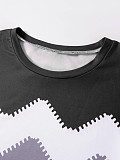 Fashionable and Unique Striped Print Crew Neck Short-Sleeve Shorts Set SHD-9699