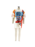 Round Neck Loose Multi Letter Street Fashion Punk Short Sleeved T-shirt PMR-462