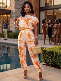 2026 Fashionable Casual Off-Shoulder Printed Sleeveless Two-Piece Set YD-8849