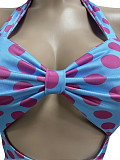Fashion Polka Dot Strappy Bandeau Neck Halter Backless Headscarf Breast Padded Jumpsuit CM-60322