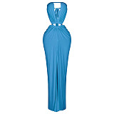 Fashionable Solid Color Sexy Backless Slit Strapless Dress YF-994