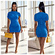 Fashionable Draped Pleated Slim Fit Bodycon Mesh Mini Dress YD-8851