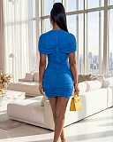 Fashionable Draped Pleated Slim Fit Bodycon Mesh Mini Dress YD-8851