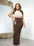 Casual Color-Blocked Sleeveless Knitted Long Dress TR-1357