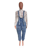 Fashionable Casual Sexy Denim Wide-Leg Jumpsuit JLX-6037