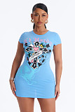 2026 Summer New Sexy Digital Positioning Print Bodycon Dress QYU-2990