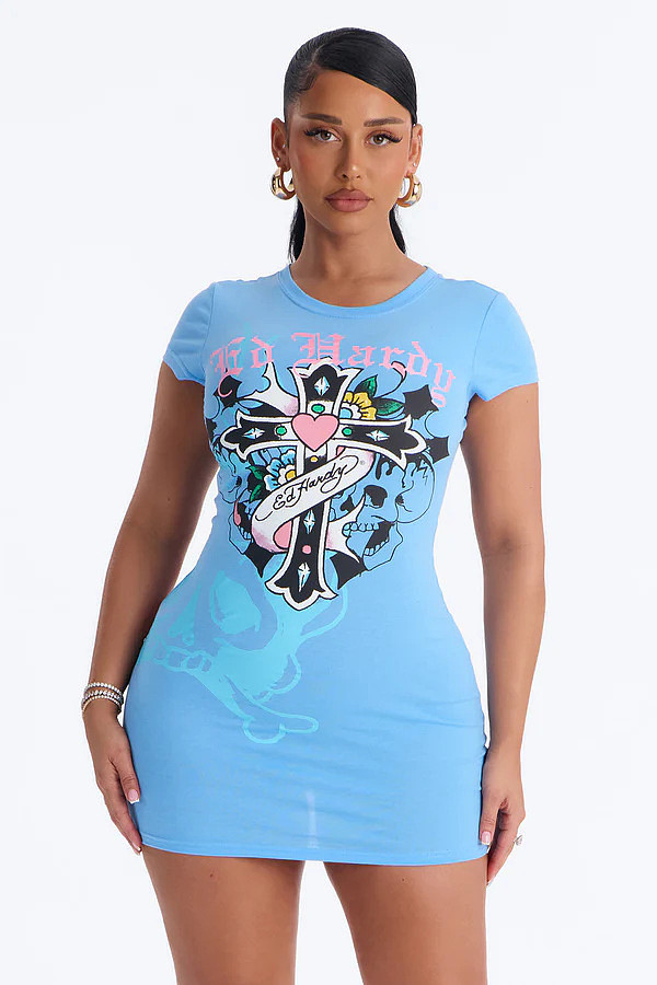 2026 Summer New Sexy Digital Positioning Print Bodycon Dress QYU-2990