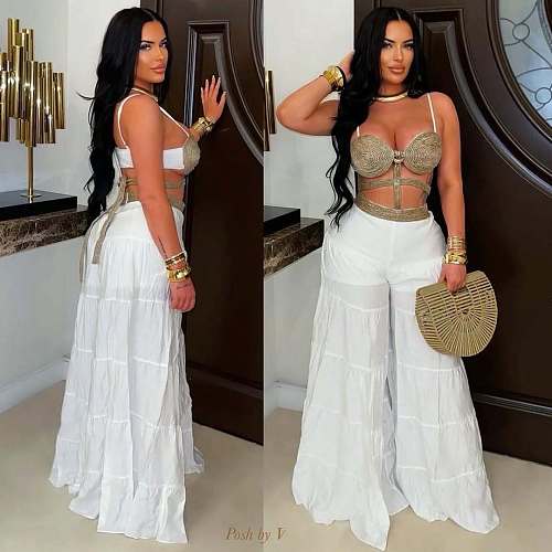 Summer New Style Multi-Layer Cake Wide-Leg Pants With Layered Pleats RS-LD2795