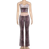 Sexy Leopard Print Bodycon Camisole Top and Slim Fit Trousers Set ZJQD-86812