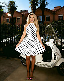 2026 Spring/Summer New Halter Neck Tie-up Backless Polka Dot Print Full Skirt Dress CM-60325