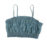 Sexy Strapless Vest Wide-Leg Pants Denim Two-Piece Set RS-AL347
