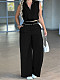 Casual Sleeveless Collared Top and High-Waisted Wide-Leg Pants Two-Piece Set RS-L321