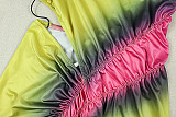 Color-blocked Backless Irregular Asymmetrical Neck Strapless Pleated Bodycon Short Dress JY-303331
