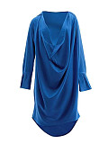 Sexy Low-Cut Deep V-Neck Short Front Long Back Swing Collar Shirt Dress RS-3003