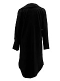 Sexy Low-Cut Deep V-Neck Short Front Long Back Swing Collar Shirt Dress RS-3003