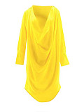 Sexy Low-Cut Deep V-Neck Short Front Long Back Swing Collar Shirt Dress RS-3003