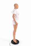 Casual Letter Print Cardigan Hooded Short-Sleeve Shorts Set XRB-10170