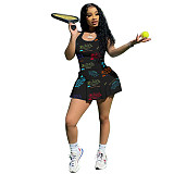 Fashionable Printed Cute Tennis Dress (Lined) YB-6085