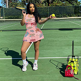 Fashionable Printed Cute Tennis Dress (Lined) YB-6085