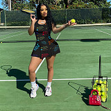 Fashionable Printed Cute Tennis Dress (Lined) YB-6085