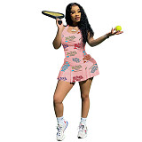 Fashionable Printed Cute Tennis Dress (Lined) YB-6085