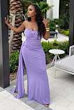 Sexy Lavender Purple Tassel Strapless Slim Fit Dress YD-8852