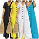 2026 Fashionable Casual Loose V-neck Button Wide-Leg Jumpsuit NNWY-8175