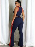 Fashion Vest Top with Side Stripes and High-Waisted Flared Pants Set HANI-MC017