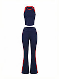 Fashion Vest Top with Side Stripes and High-Waisted Flared Pants Set HANI-MC017