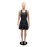 Fashionable Printed Cute Tennis Dress (Lined) YB-6085