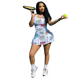 Fashionable Printed Cute Tennis Dress (Lined) YB-6085