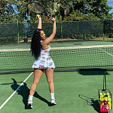 Fashionable Printed Cute Tennis Dress (Lined) YB-6085