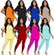 Fashionable Casual Solid Color Slit Pants and Short-Sleeve Two-Piece Set RS-1316