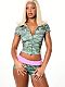 Fashionable Printed Color-Blocked Shorts Casual Suit MJL-X262