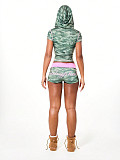 Fashionable Printed Color-Blocked Shorts Casual Suit MJL-X262