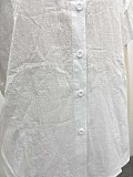Casual Short-Sleeve Collared Shirt and Simple Wide-Leg Trousers Two-Piece Set QZ-5363