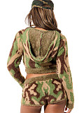 2026 Knitted Camouflage Long Sleeved Shorts Set TR-1362