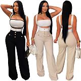 Fashionable Casual Strapless Overall Jumpsuit Set RS-2401