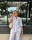 Casual Short-Sleeve Collared Shirt and Simple Wide-Leg Trousers Two-Piece Set QZ-5363